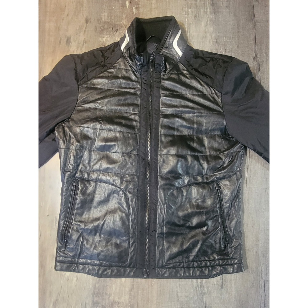 Zegna Sport Mens Medium M Black Racer Moto Jacket Full Zip Pockets Ermenegildo
